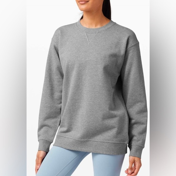 Lululemon All Yours Crew Neck Sweatshirt Grey Fleece Terry - Picture 1 of 10